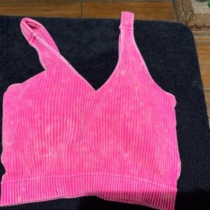 Zenana Outfitters Pink Ribbed Tank Top